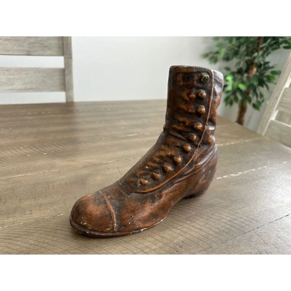 Vintage Style Victorian Men’s Boot Sculpture Brown Shoe Dark Academia Decor